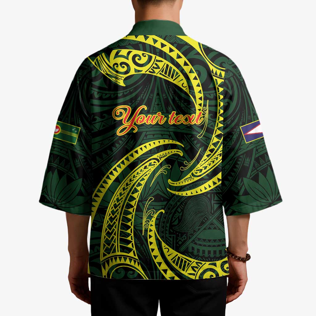 American Samoa Manua Cession Day Personalized Kimono Polynesian Wave Style - Polynesian Pride