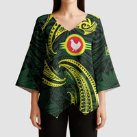American Samoa Manua Cession Day Personalized Kimono Sleeve Blouse Polynesian Wave Style - Polynesian Pride