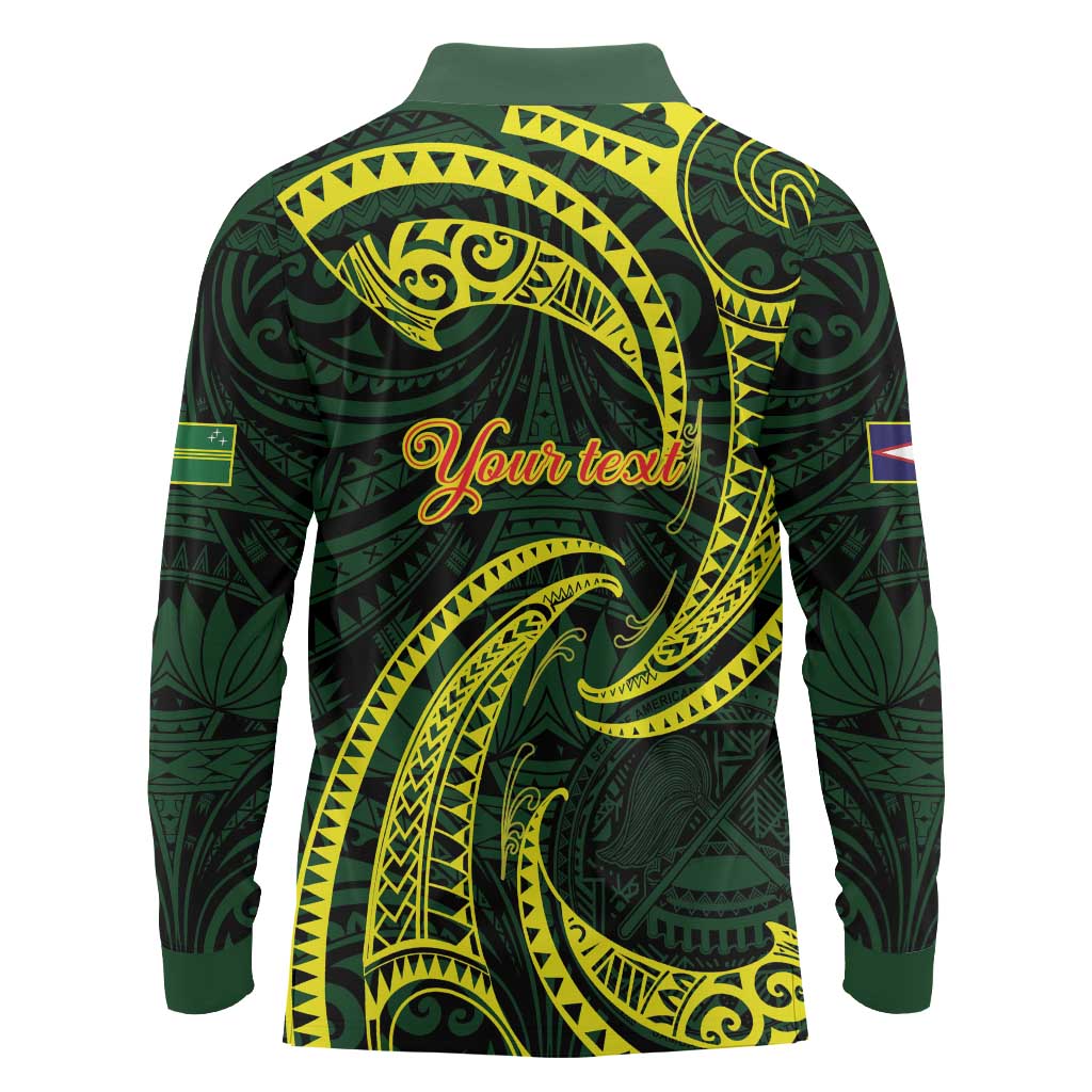 American Samoa Manua Cession Day Personalized Long Sleeve Polo Shirt Polynesian Wave Style