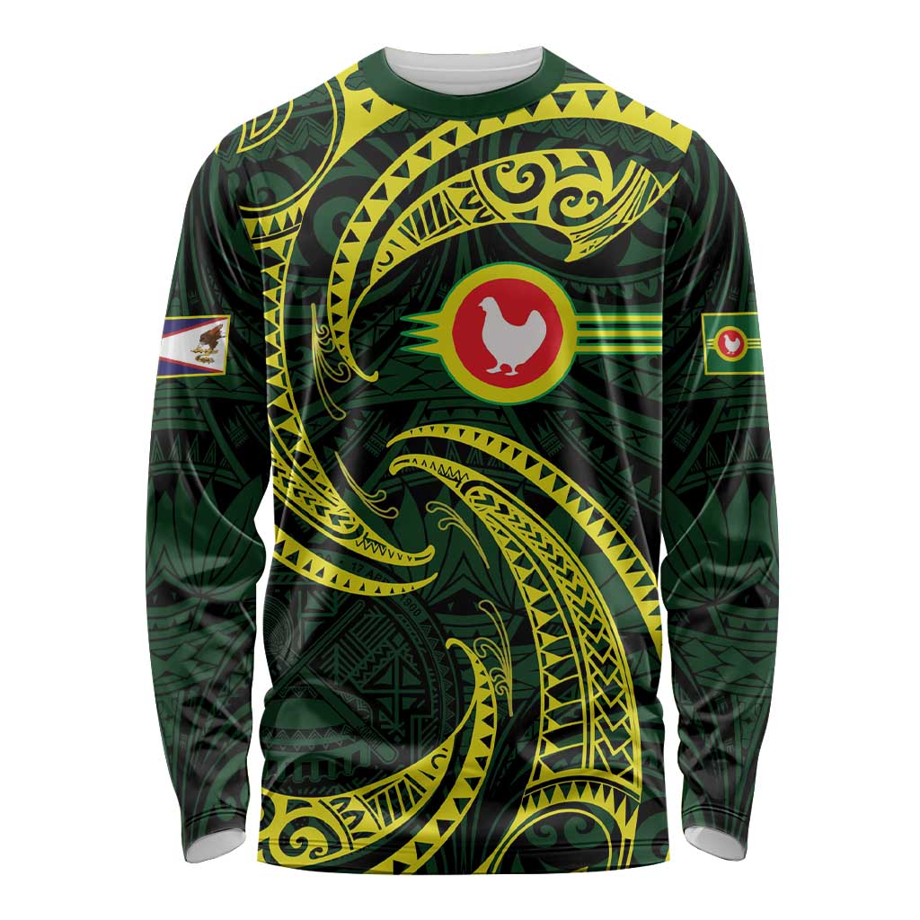American Samoa Manua Cession Day Personalized Long Sleeve Shirt Polynesian Wave Style