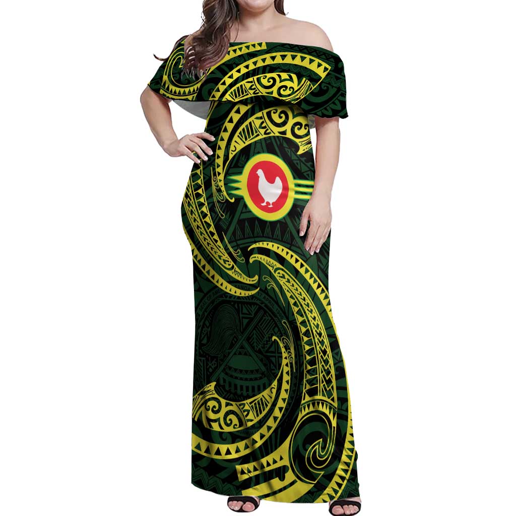 American Samoa Manua Cession Day Personalized Off Shoulder Maxi Dress Polynesian Wave Style