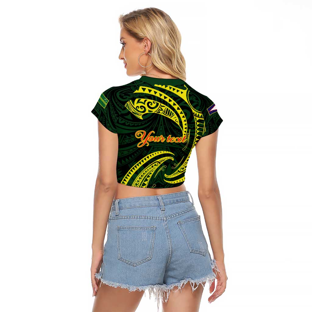 American Samoa Manua Cession Day Personalized Raglan Cropped T Shirt Polynesian Wave Style
