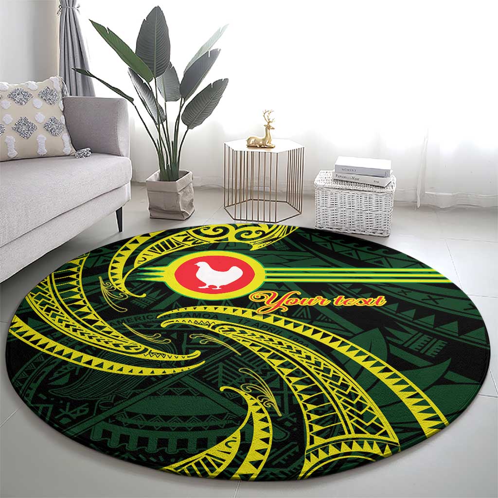 American Samoa Manua Cession Day Personalized Round Carpet Polynesian Wave Style