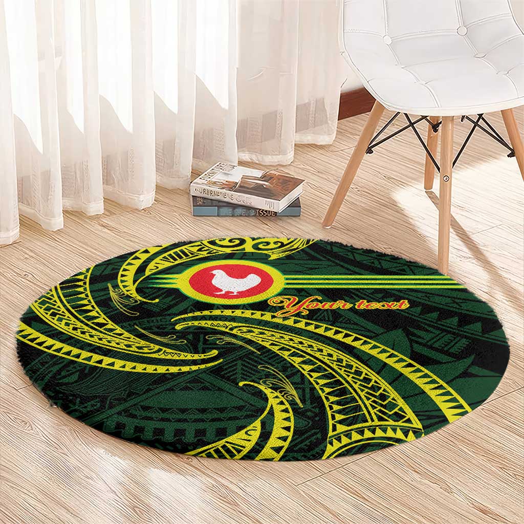 American Samoa Manua Cession Day Personalized Round Carpet Polynesian Wave Style