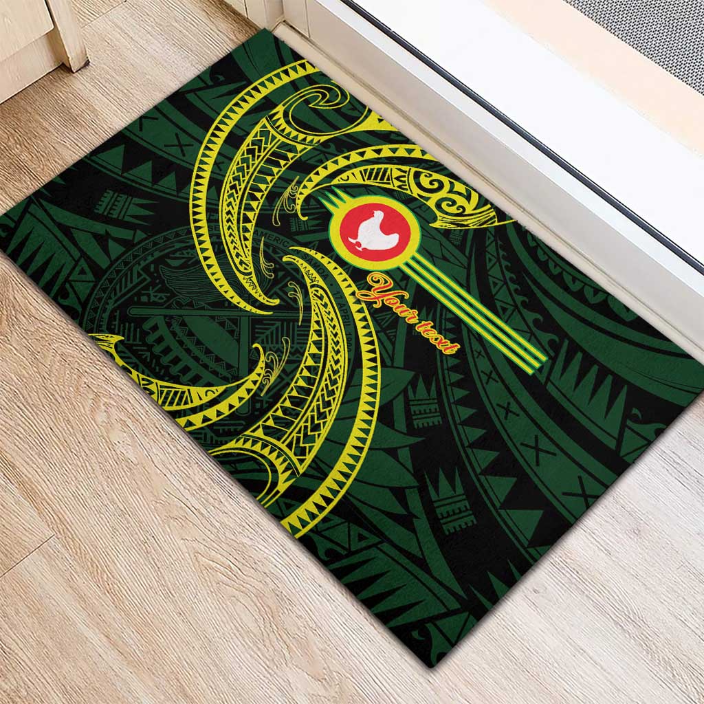 American Samoa Manua Cession Day Personalized Rubber Doormat Polynesian Wave Style