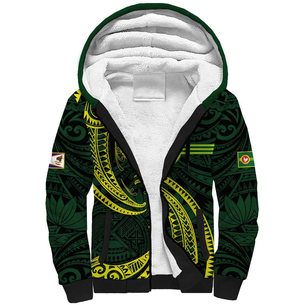 American Samoa Manua Cession Day Personalized Sherpa Hoodie Polynesian Wave Style