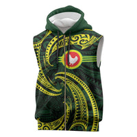 American Samoa Manua Cession Day Personalized Sleeveless Zip Hoodie Polynesian Wave Style - Polynesian Pride