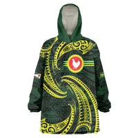 American Samoa Manua Cession Day Personalized Wearable Blanket Hoodie Polynesian Wave Style