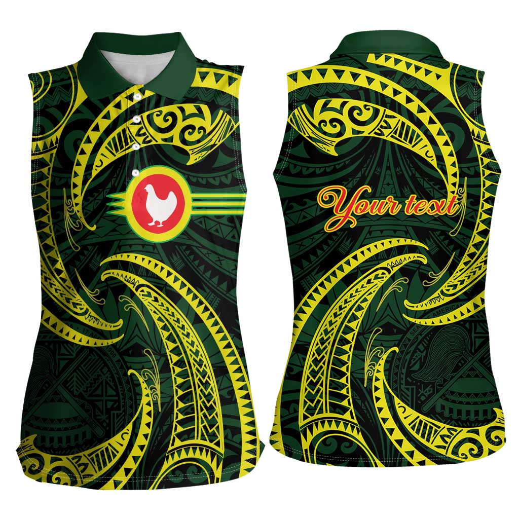 American Samoa Manua Cession Day Personalized Women Sleeveless Polo Shirt Polynesian Wave Style