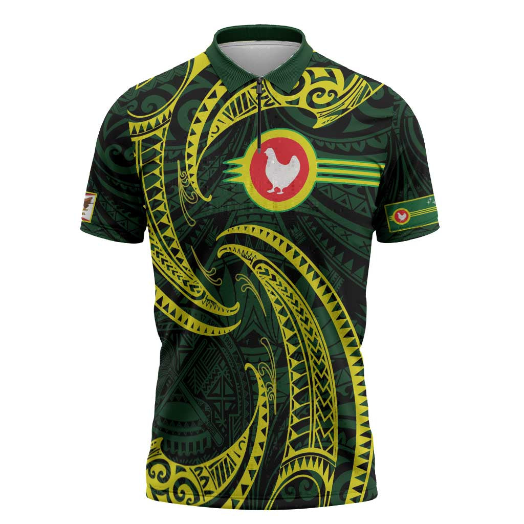 American Samoa Manua Cession Day Personalized Zipper Polo Shirt Polynesian Wave Style - Polynesian Pride