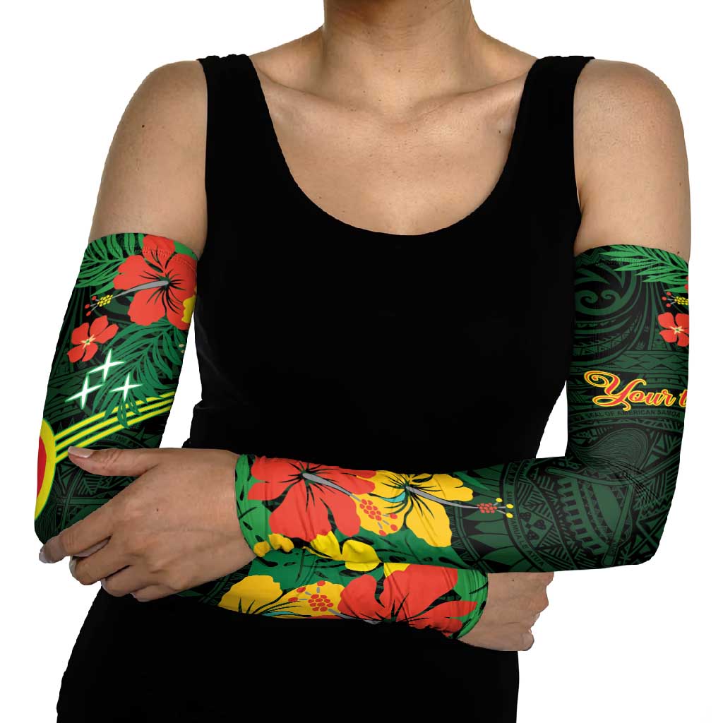 American Samoa Manu'atele Personalized Arm Sleeves Manua Island Hibiscus Flowers - Polynesian Pride