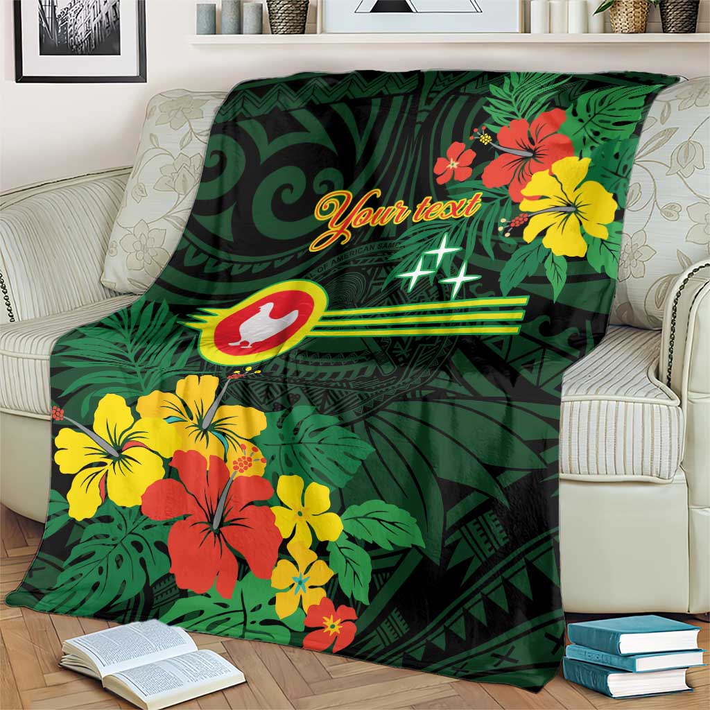 American Samoa Manu'atele Personalized Blanket Manua Island Hibiscus Flowers