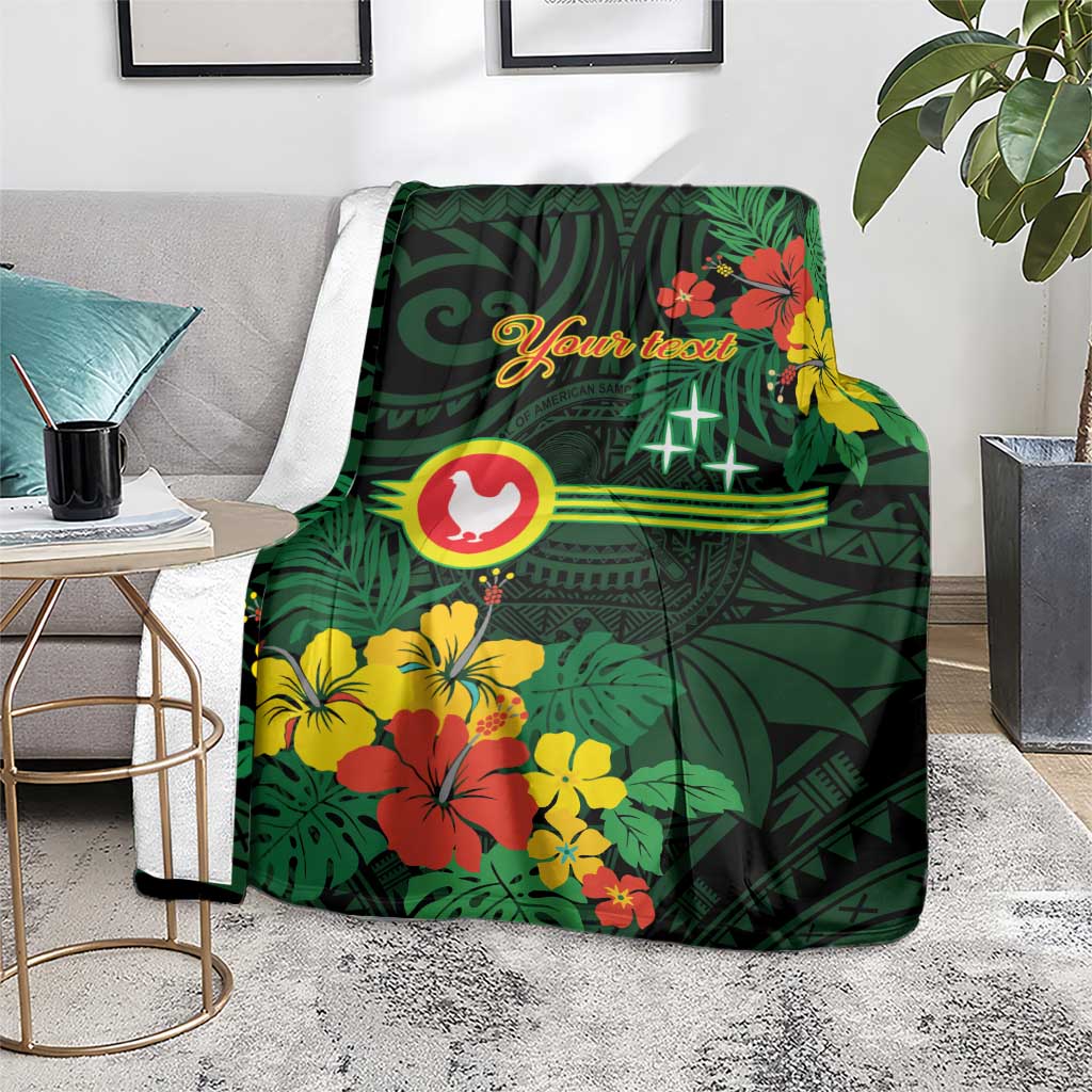 American Samoa Manu'atele Personalized Blanket Manua Island Hibiscus Flowers