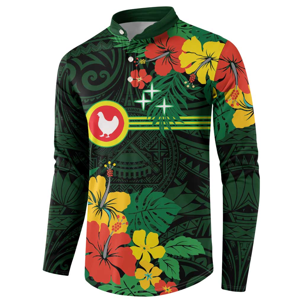 American Samoa Manu'atele Personalized Button Sweatshirt Manua Island Hibiscus Flowers