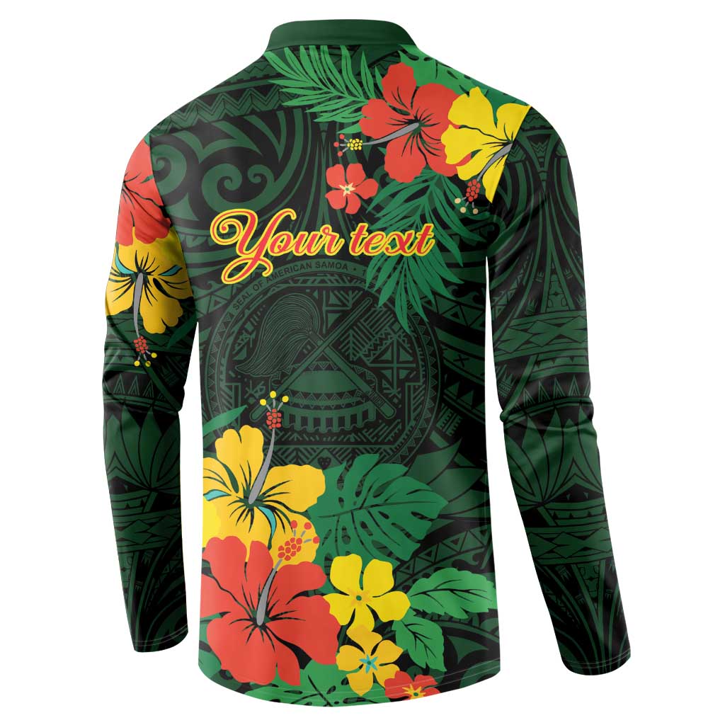 American Samoa Manu'atele Personalized Button Sweatshirt Manua Island Hibiscus Flowers