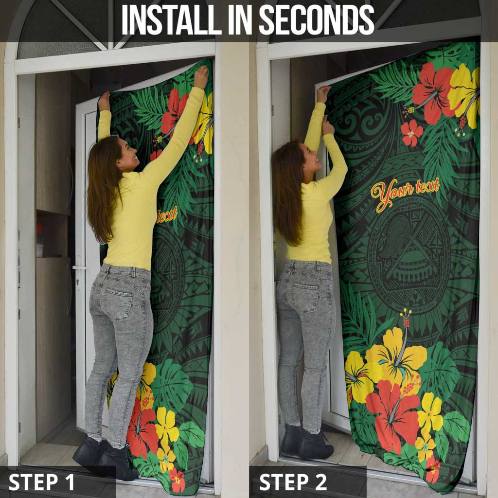 American Samoa Manu'atele Personalized Door Cover Manua Island Hibiscus Flowers - Polynesian Pride