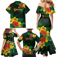 American Samoa Manu'atele Personalized Family Matching Mermaid Dress and Hawaiian Shirt Manua Island Hibiscus Flowers