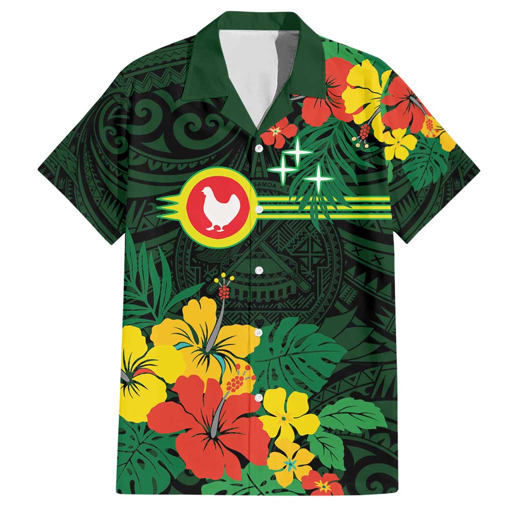 American Samoa Manu'atele Personalized Family Matching Short Sleeve Bodycon Dress and Hawaiian Shirt Manua Island Hibiscus Flowers