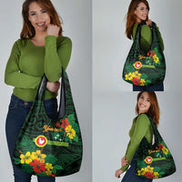 American Samoa Manu'atele Personalized Grocery Bag Manua Island Hibiscus Flowers