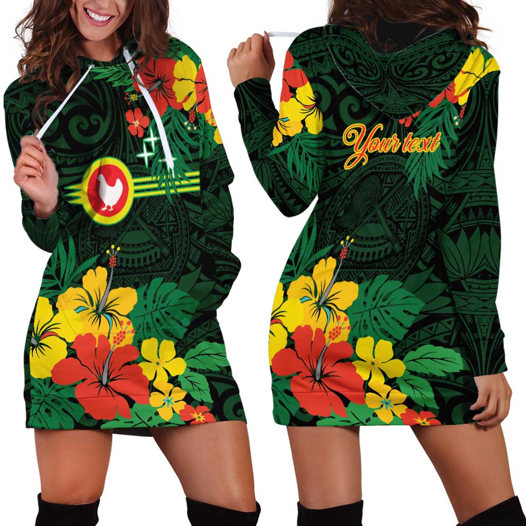 American Samoa Manu'atele Personalized Hoodie Dress Manua Island Hibiscus Flowers