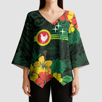 American Samoa Manu'atele Personalized Kimono Sleeve Blouse Manua Island Hibiscus Flowers - Polynesian Pride
