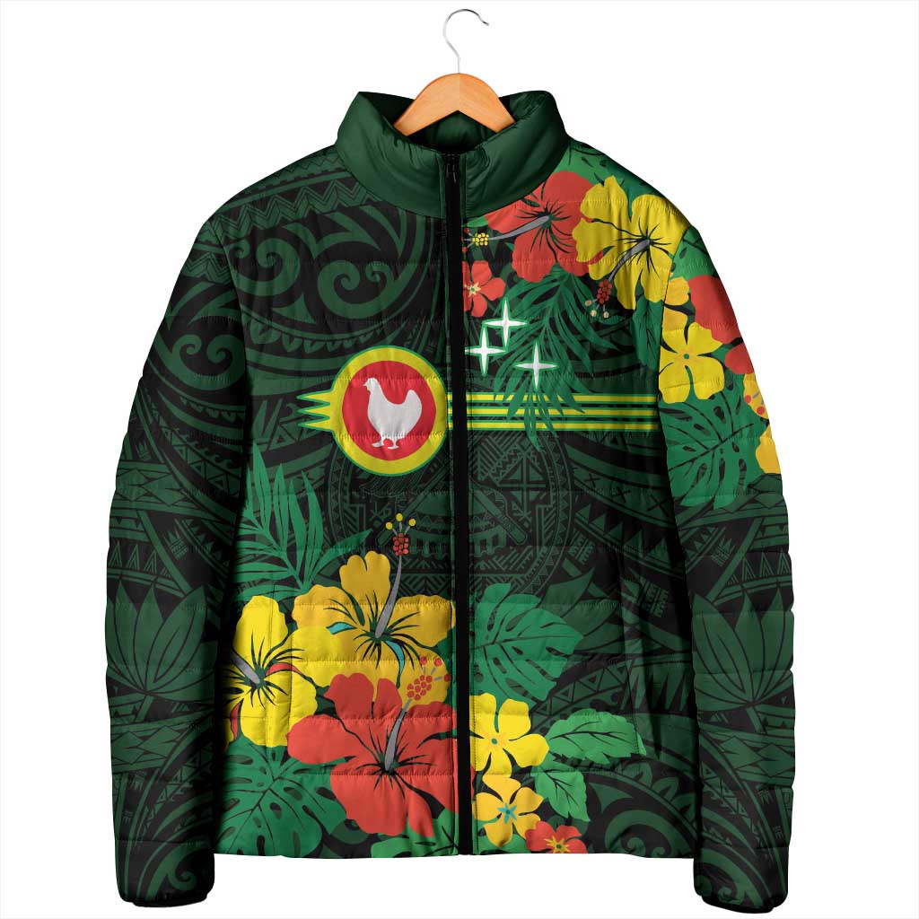 American Samoa Manu'atele Personalized Padded Jacket Manua Island Hibiscus Flowers - Polynesian Pride