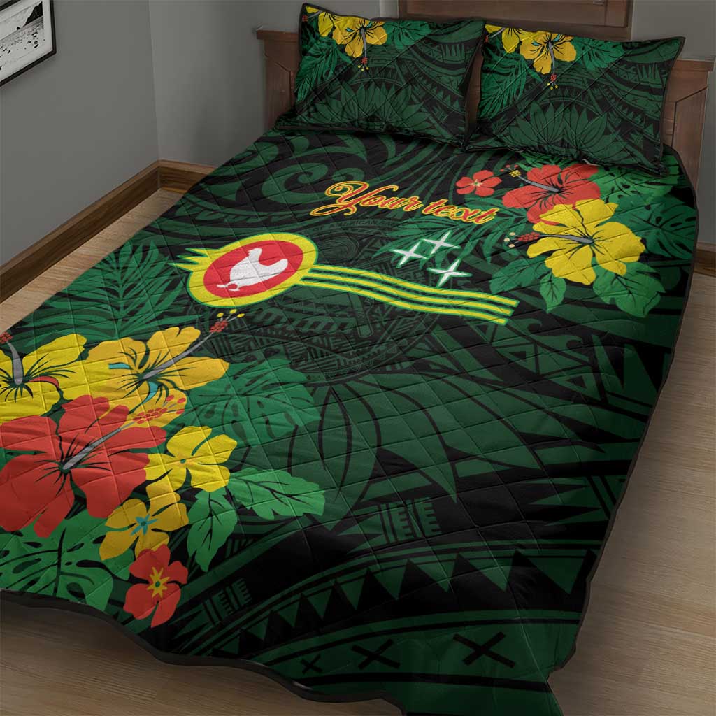 American Samoa Manu'atele Personalized Quilt Bed Set Manua Island Hibiscus Flowers