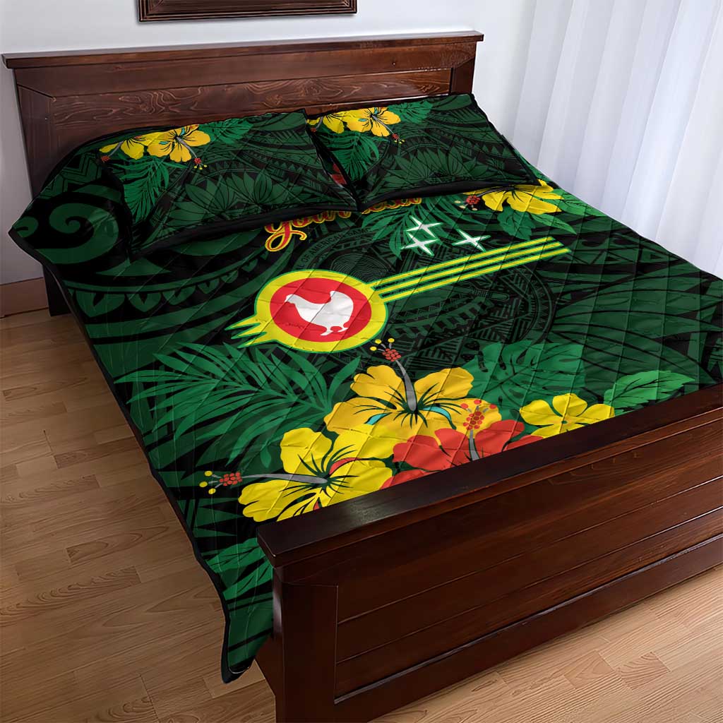 American Samoa Manu'atele Personalized Quilt Bed Set Manua Island Hibiscus Flowers