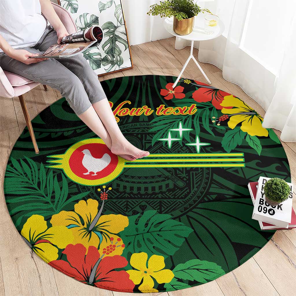 American Samoa Manu'atele Personalized Round Carpet Manua Island Hibiscus Flowers