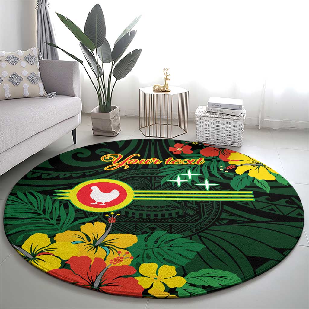 American Samoa Manu'atele Personalized Round Carpet Manua Island Hibiscus Flowers