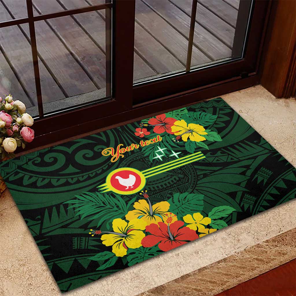 American Samoa Manu'atele Personalized Rubber Doormat Manua Island Hibiscus Flowers