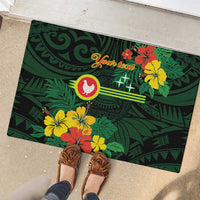 American Samoa Manu'atele Personalized Rubber Doormat Manua Island Hibiscus Flowers