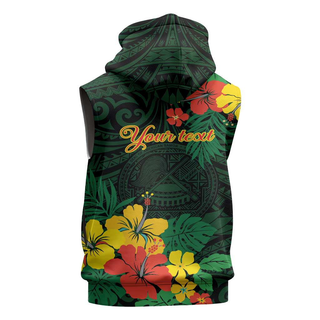 American Samoa Manu'atele Personalized Sleeveless Zip Hoodie Manua Island Hibiscus Flowers LT9 - Polynesian Pride