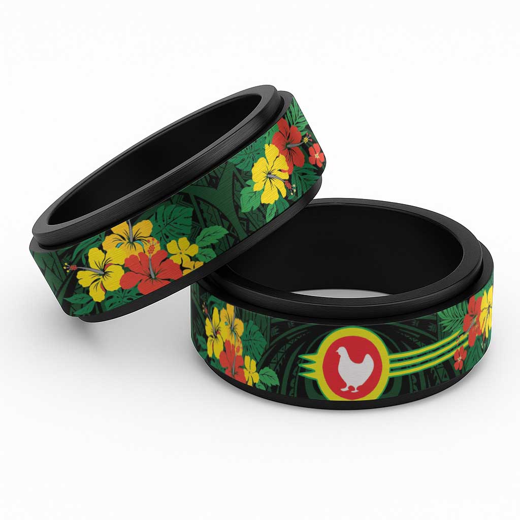 American Samoa Manu'atele Spinner Ring Manua Island Hibiscus Flowers - Polynesian Pride