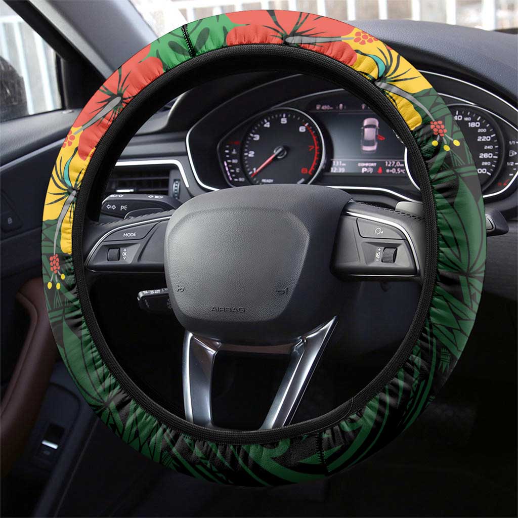 American Samoa Manu'atele Steering Wheel Cover Manua Island Hibiscus Flowers
