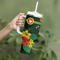 American Samoa Manu'atele Personalized Tumbler With Handle Manua Island Hibiscus Flowers