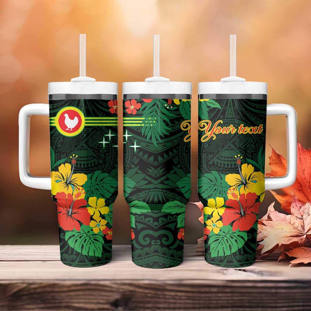 American Samoa Manu'atele Personalized Tumbler With Handle Manua Island Hibiscus Flowers