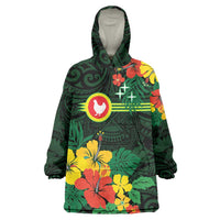 American Samoa Manu'atele Personalized Wearable Blanket Hoodie Manua Island Hibiscus Flowers