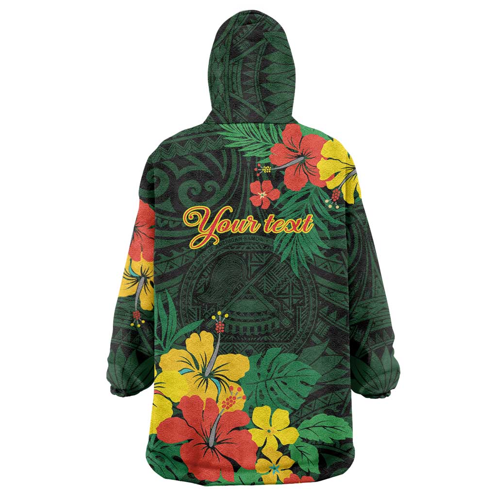 American Samoa Manu'atele Personalized Wearable Blanket Hoodie Manua Island Hibiscus Flowers