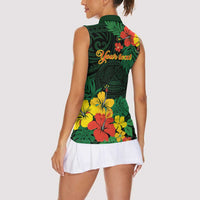 American Samoa Manu'atele Personalized Women Sleeveless Polo Shirt Manua Island Hibiscus Flowers