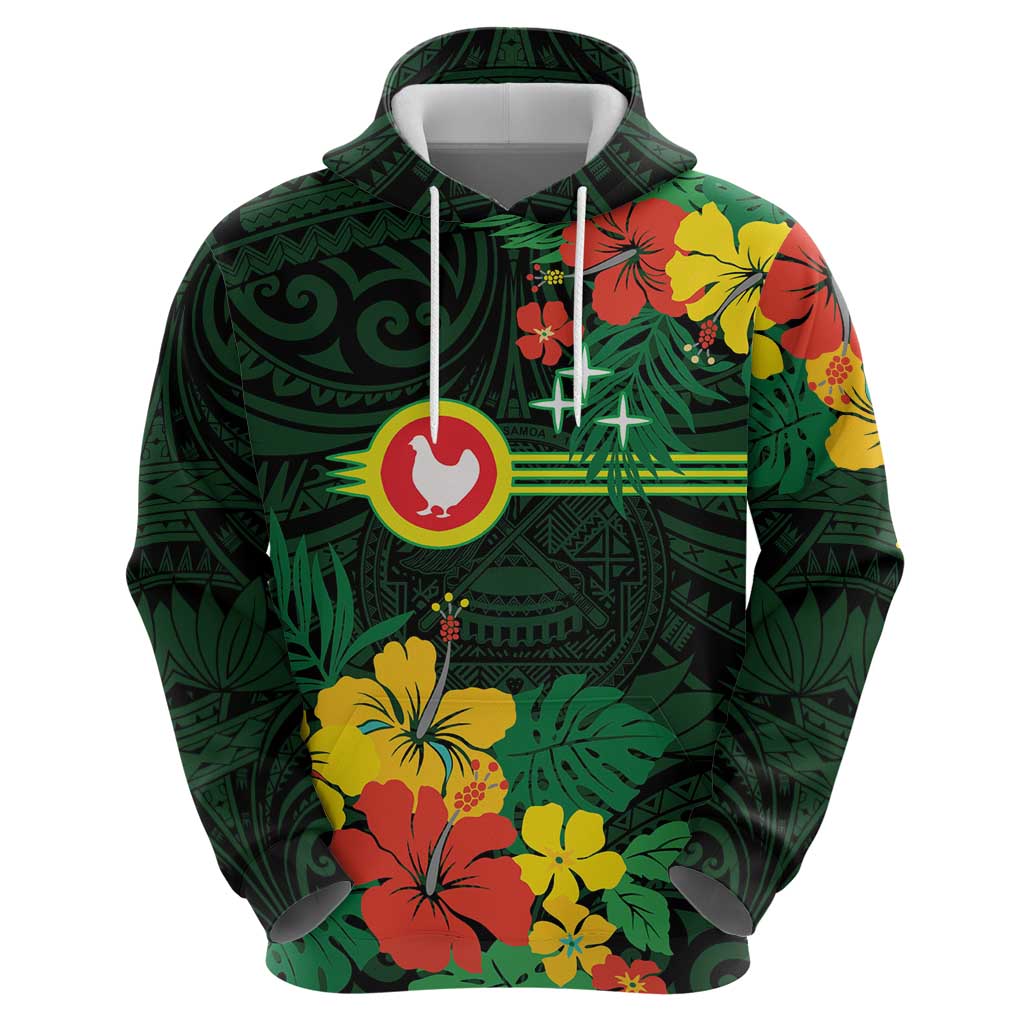 American Samoa Manu'atele Personalized Zip Hoodie Manua Island Hibiscus Flowers