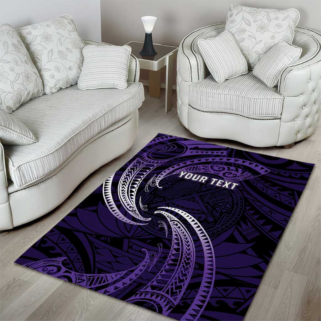 Manua Segaula American Samoa High School Personalized Area Rug Polynesian Wave Style