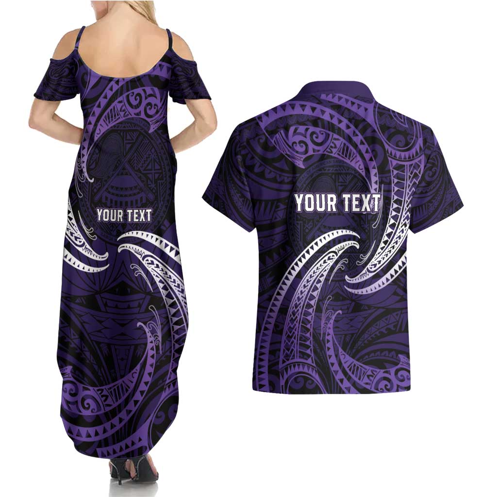 Manua Segaula American Samoa High School Personalized Couples Matching Summer Maxi Dress and Hawaiian Shirt Polynesian Wave Style