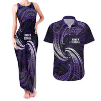 Manua Segaula American Samoa High School Personalized Couples Matching Tank Maxi Dress and Hawaiian Shirt Polynesian Wave Style