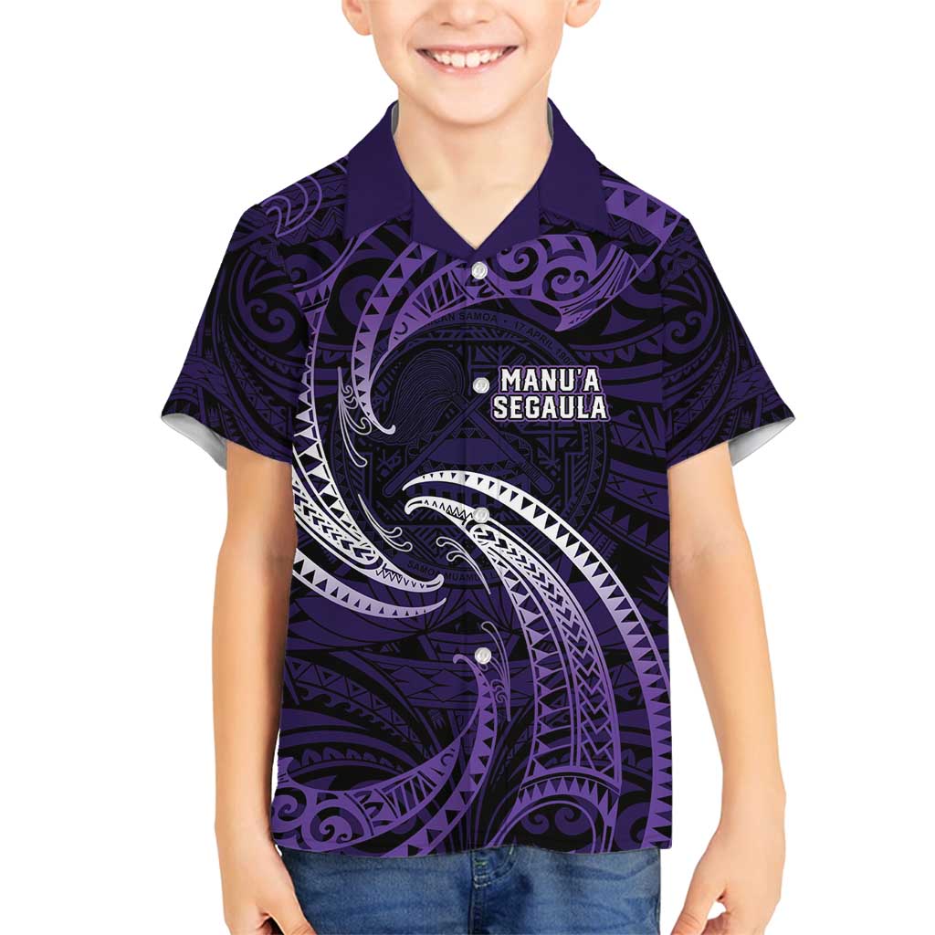Manua Segaula American Samoa High School Personalized Family Matching Off Shoulder Short Dress and Hawaiian Shirt Polynesian Wave Style