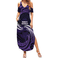 Manua Segaula American Samoa High School Personalized Family Matching Summer Maxi Dress and Hawaiian Shirt Polynesian Wave Style