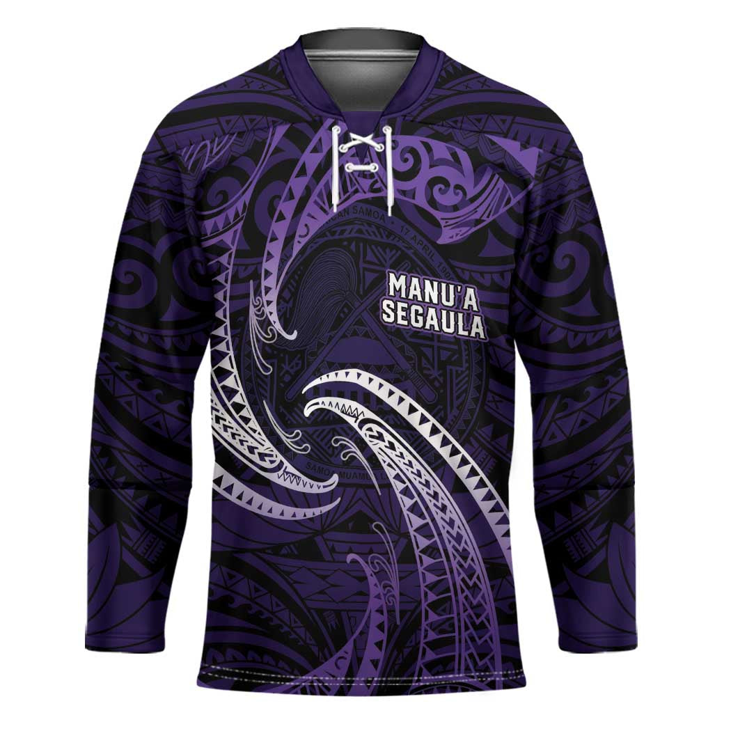 Manua Segaula American Samoa High School Personalized Hockey Jersey Polynesian Wave Style - Polynesian Pride