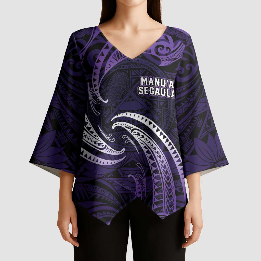 Manua Segaula American Samoa High School Personalized Kimono Sleeve Blouse Polynesian Wave Style - Polynesian Pride