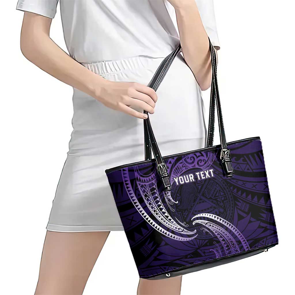 Manua Segaula American Samoa High School Personalized Leather Tote Bag Polynesian Wave Style