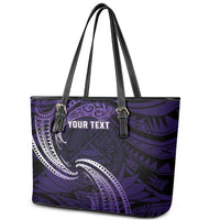Manua Segaula American Samoa High School Personalized Leather Tote Bag Polynesian Wave Style